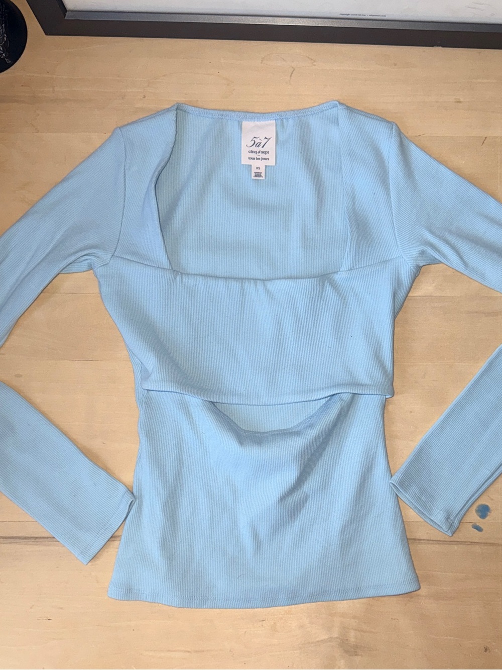 5-7 Ribbed Light blue Body con - Cut out Long sleeve Top